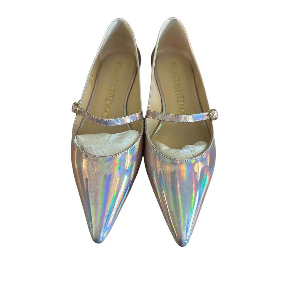 Stuart Weitzman Emilia Mary Jane‎ Flats Iridescent Patent Leather Ballet NEW 6.5